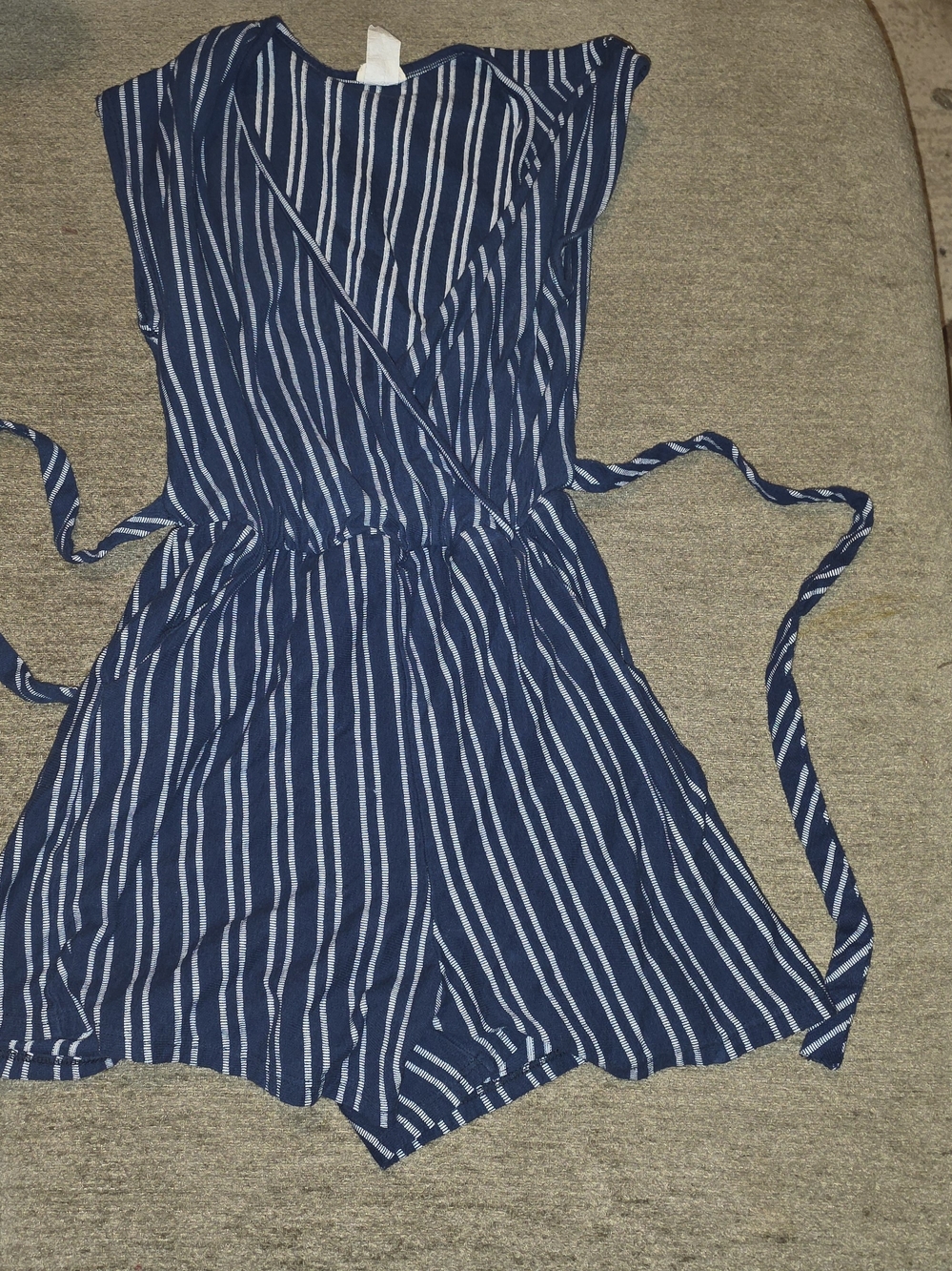 Caution To The Wind Navy & White Striped One-Piece Romper M